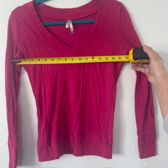 Coltory Pink V-Neck Long‎ Sleeve Knit Top Women's Size L Cotton Blend - Picture 4 of 6